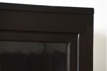 アンティーク家具　和製アンティーク　古い檜材の結霜ガラス入り大きな重ね収納戸棚