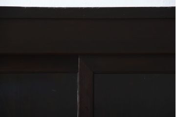 アンティーク家具　和製アンティーク　古い檜材の結霜ガラス入り大きな重ね収納戸棚