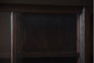 アンティーク家具　和製アンティーク　古い檜材の結霜ガラス入り大きな重ね収納戸棚