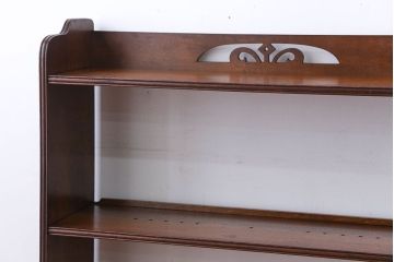 アンティーク家具　アンティーク　透かし彫りがおしゃれな古いナラ材の高級本棚