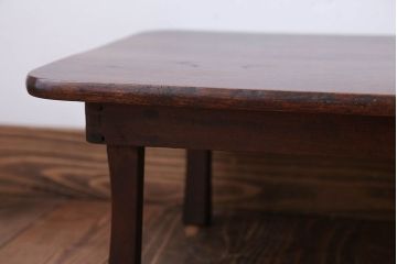 アンティーク家具　和製アンティーク　天板栓材一枚板の小さな角ちゃぶ台