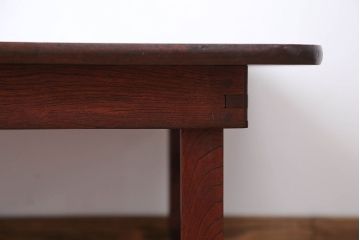 アンティーク家具　和製アンティーク　天板栓材一枚板の長方形型角ちゃぶ台
