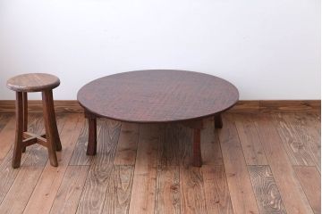 レトロ家具　昭和レトロ　アンティーク丸ちゃぶ台(センターテーブル)
