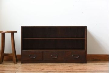 アンティーク家具　和製アンティーク　古い木の3杯引き出し付きローボード(テレビボード)