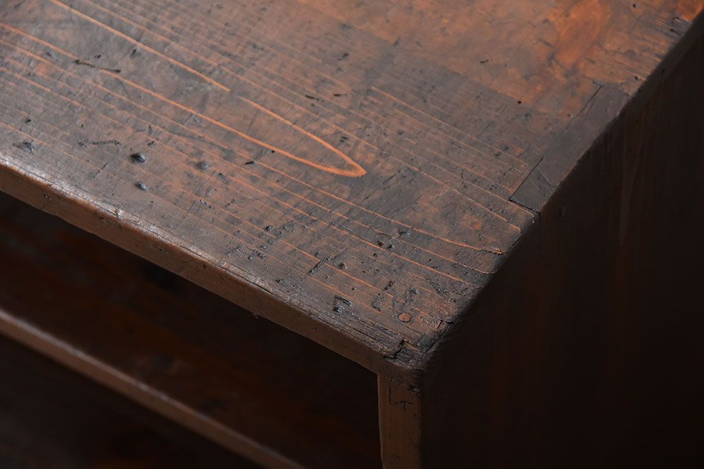 アンティーク家具　和製アンティーク　古い木の3杯引き出し付きローボード(テレビボード)