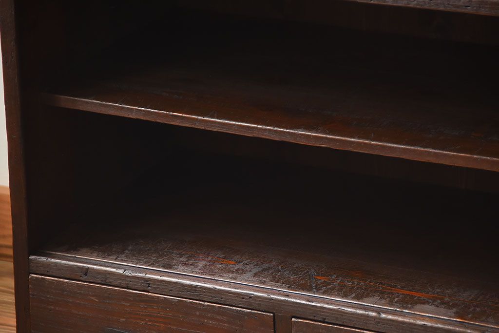 アンティーク家具　和製アンティーク　古い木の3杯引き出し付きローボード(テレビボード)