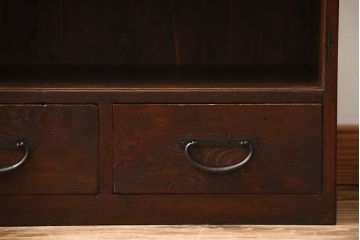 アンティーク家具　和製アンティーク　古い木の3杯引き出し付きローボード(テレビボード)
