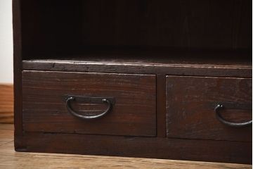 アンティーク家具　和製アンティーク　古い木の3杯引き出し付きローボード(テレビボード)