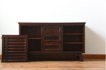 中古　松本民芸家具　シックな脚付きサイドボード(定価約33万円)