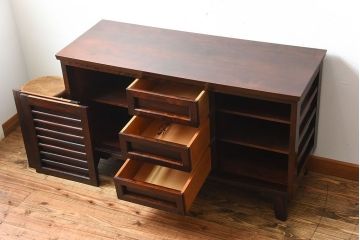 中古　松本民芸家具　シックな脚付きサイドボード(定価約33万円)