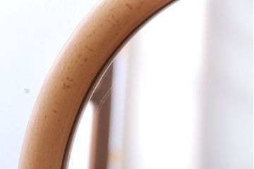 アンティーク雑貨　中古　秋田木工　シンプルな丸型壁掛け鏡(ウォールミラー)