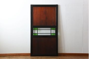 和製アンティーク　色ガラス入り!モダンなガラス帯戸(1)