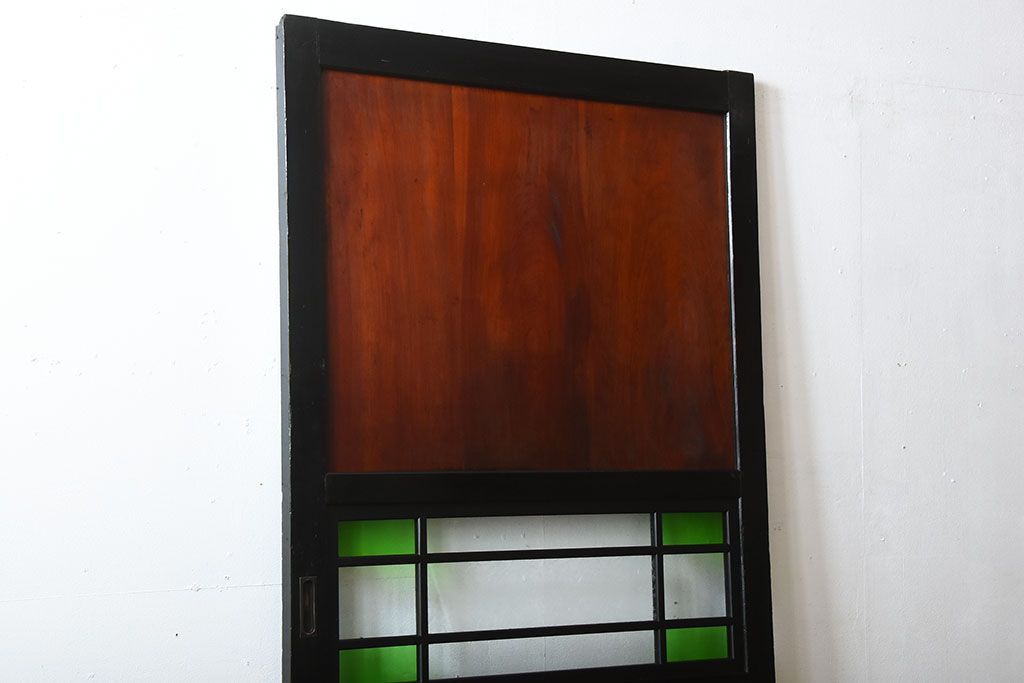 和製アンティーク　色ガラス入り!モダンなガラス帯戸(1)