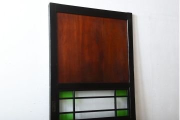 和製アンティーク　色ガラス入り!モダンなガラス帯戸(1)