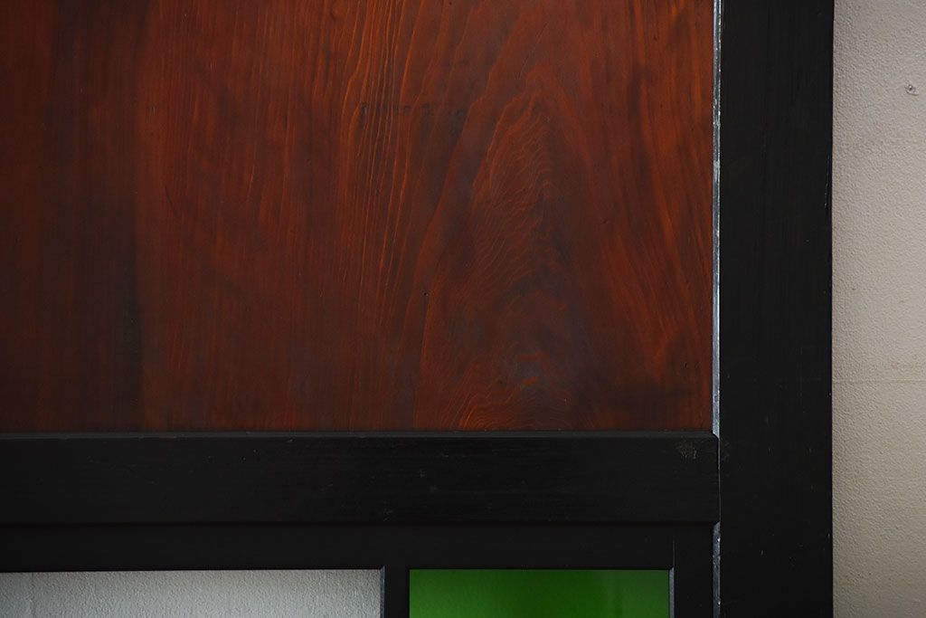 和製アンティーク　色ガラス入り!モダンなガラス帯戸(1)