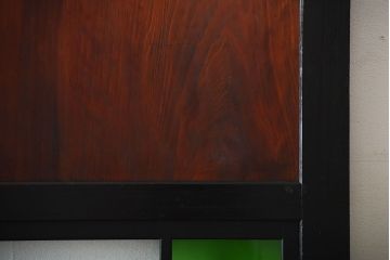 和製アンティーク　色ガラス入り!モダンなガラス帯戸(1)