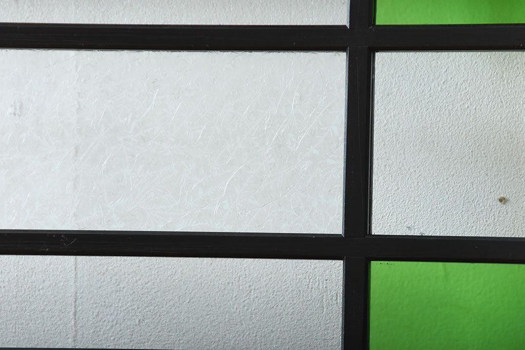 和製アンティーク　色ガラス入り!モダンなガラス帯戸(1)