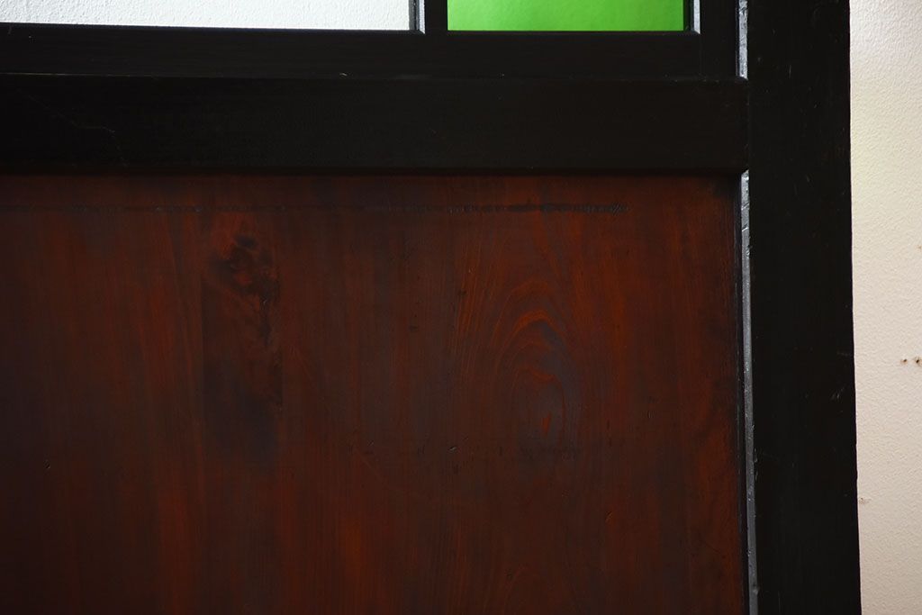 和製アンティーク　色ガラス入り!モダンなガラス帯戸(1)