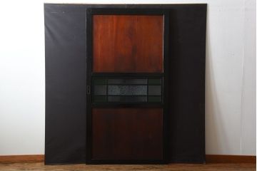 和製アンティーク　色ガラス入り!モダンなガラス帯戸(1)