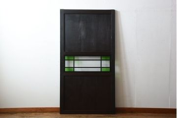 和製アンティーク　色ガラス入り!モダンなガラス帯戸(1)