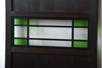 和製アンティーク　色ガラス入り!モダンなガラス帯戸(1)