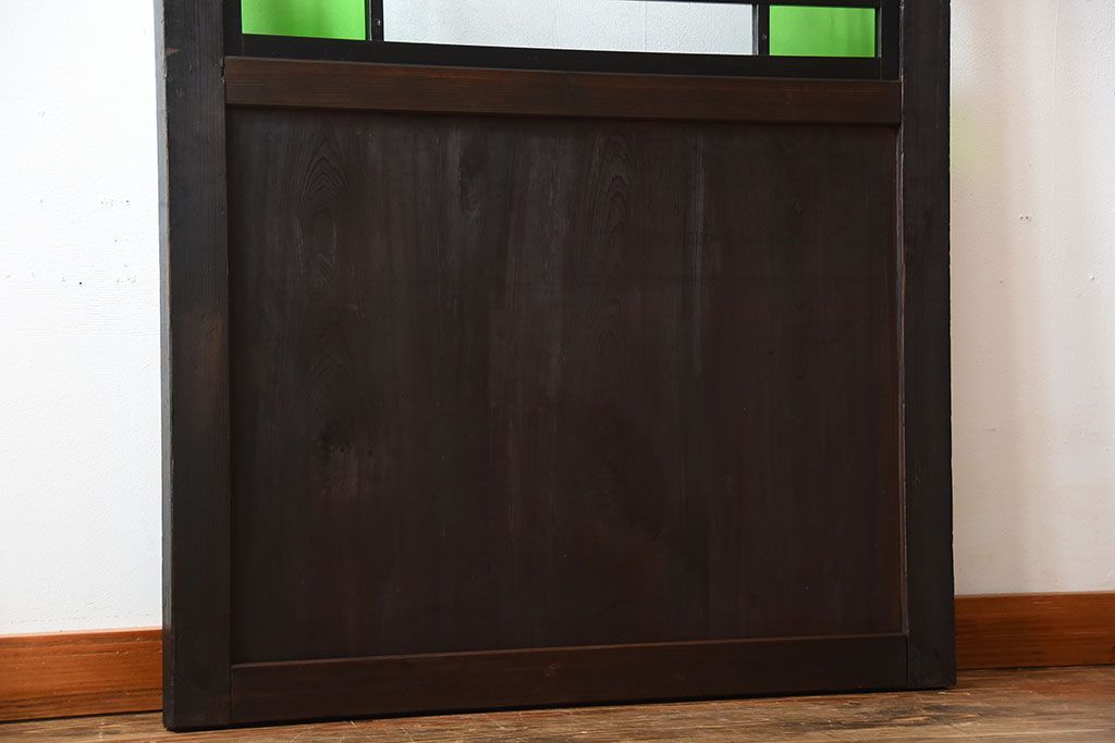 和製アンティーク　色ガラス入り!モダンなガラス帯戸(1)