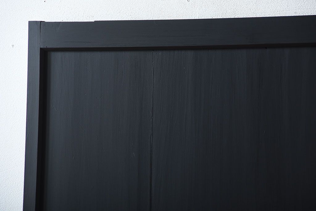 和製アンティーク　色ガラス入り!モダンなペイントガラス帯戸2枚セット