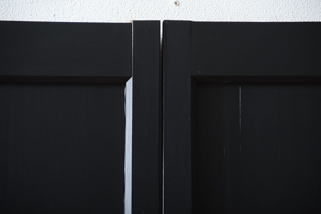 和製アンティーク　色ガラス入り!モダンなペイントガラス帯戸2枚セット