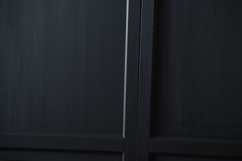 和製アンティーク　色ガラス入り!モダンなペイントガラス帯戸2枚セット