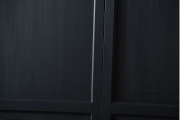 和製アンティーク　色ガラス入り!モダンなペイントガラス帯戸2枚セット