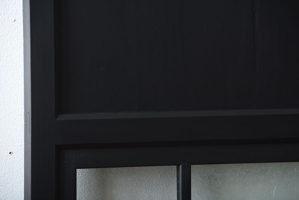 和製アンティーク　色ガラス入り!モダンなペイントガラス帯戸2枚セット