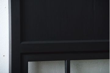 和製アンティーク　色ガラス入り!モダンなペイントガラス帯戸2枚セット