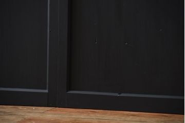 和製アンティーク　色ガラス入り!モダンなペイントガラス帯戸2枚セット