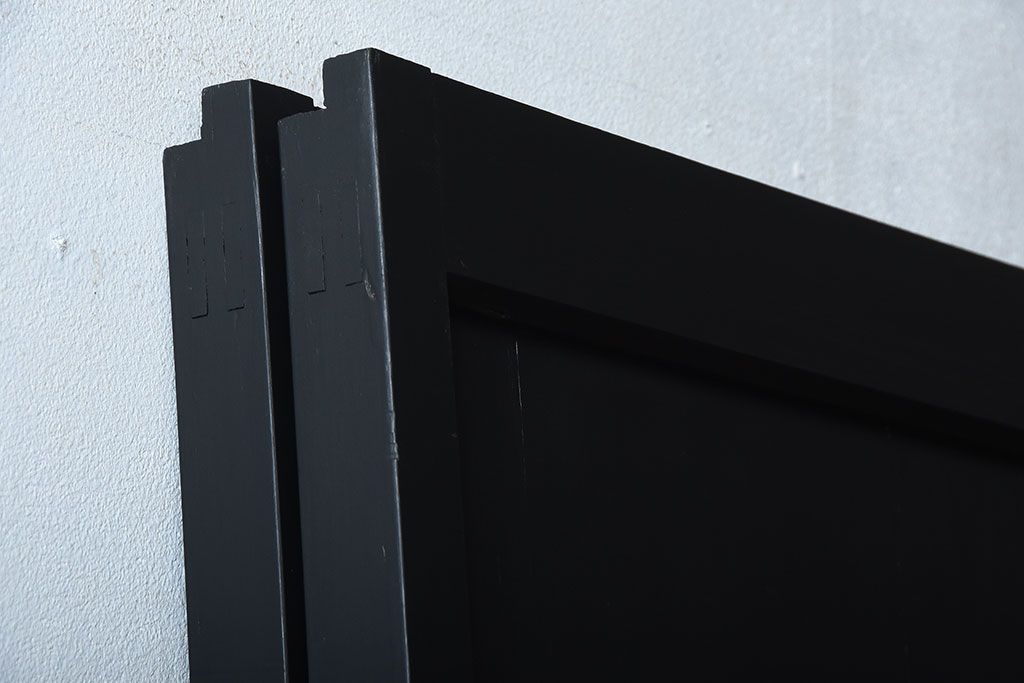 和製アンティーク　色ガラス入り!モダンなペイントガラス帯戸2枚セット