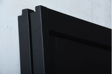 和製アンティーク　色ガラス入り!モダンなペイントガラス帯戸2枚セット