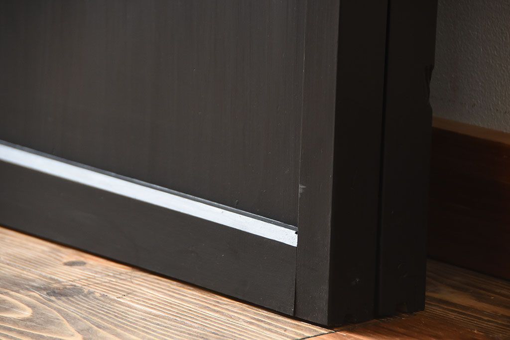 和製アンティーク　色ガラス入り!モダンなペイントガラス帯戸2枚セット