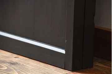 和製アンティーク　色ガラス入り!モダンなペイントガラス帯戸2枚セット