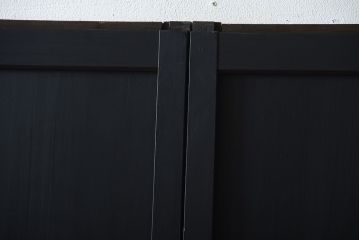 和製アンティーク　色ガラス入り!モダンなペイントガラス帯戸2枚セット