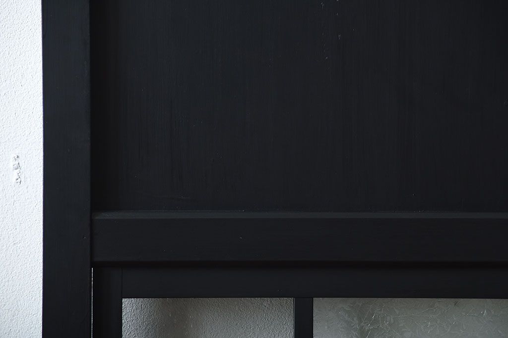 和製アンティーク　色ガラス入り!モダンなペイントガラス帯戸2枚セット