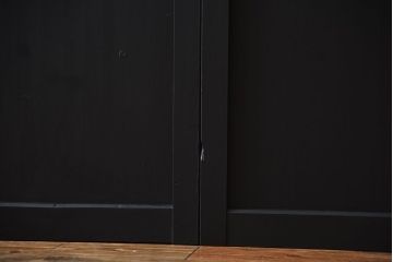 和製アンティーク　色ガラス入り!モダンなペイントガラス帯戸2枚セット