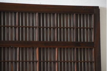 古民具・骨董　裏障子付き!すりガラス入りアンティーク格子戸