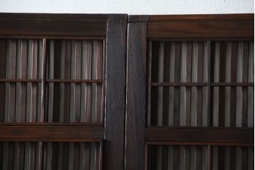 古民具・骨董　裏障子付き!すりガラス入りアンティーク格子戸