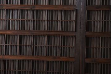 古民具・骨董　裏障子付き!すりガラス入りアンティーク格子戸