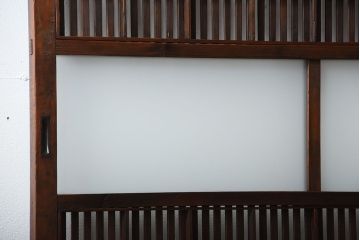 古民具・骨董　裏障子付き!すりガラス入りアンティーク格子戸