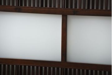 古民具・骨董　裏障子付き!すりガラス入りアンティーク格子戸