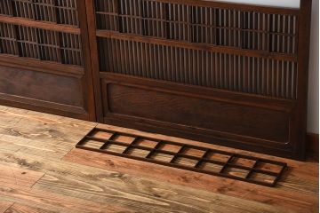 古民具・骨董　裏障子付き!すりガラス入りアンティーク格子戸