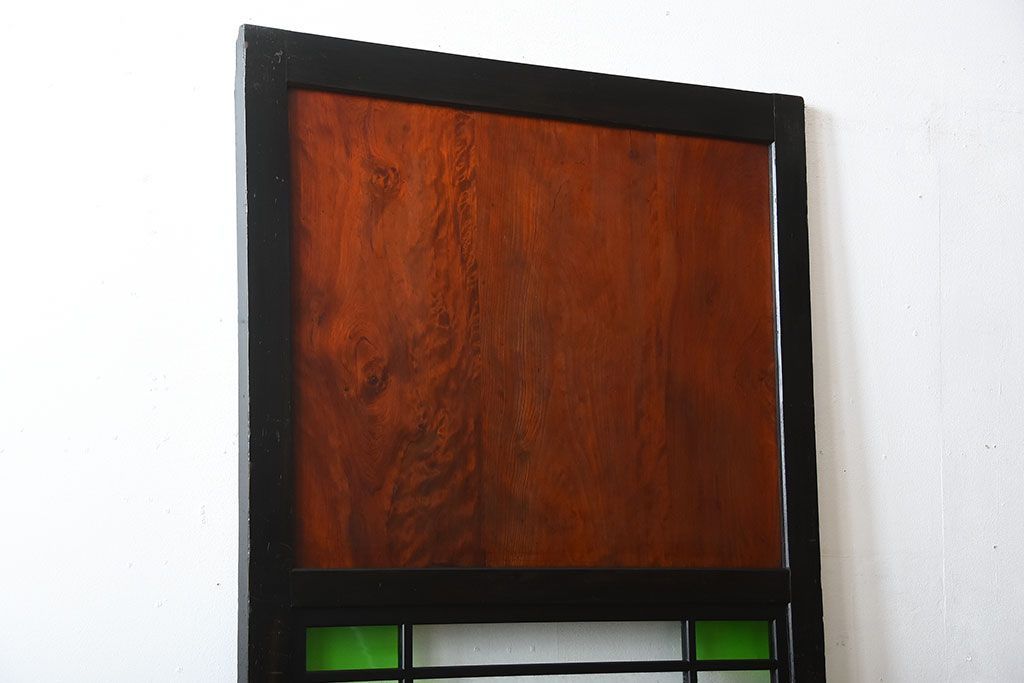 和製アンティーク　色ガラス入り!モダンなガラス帯戸(2)