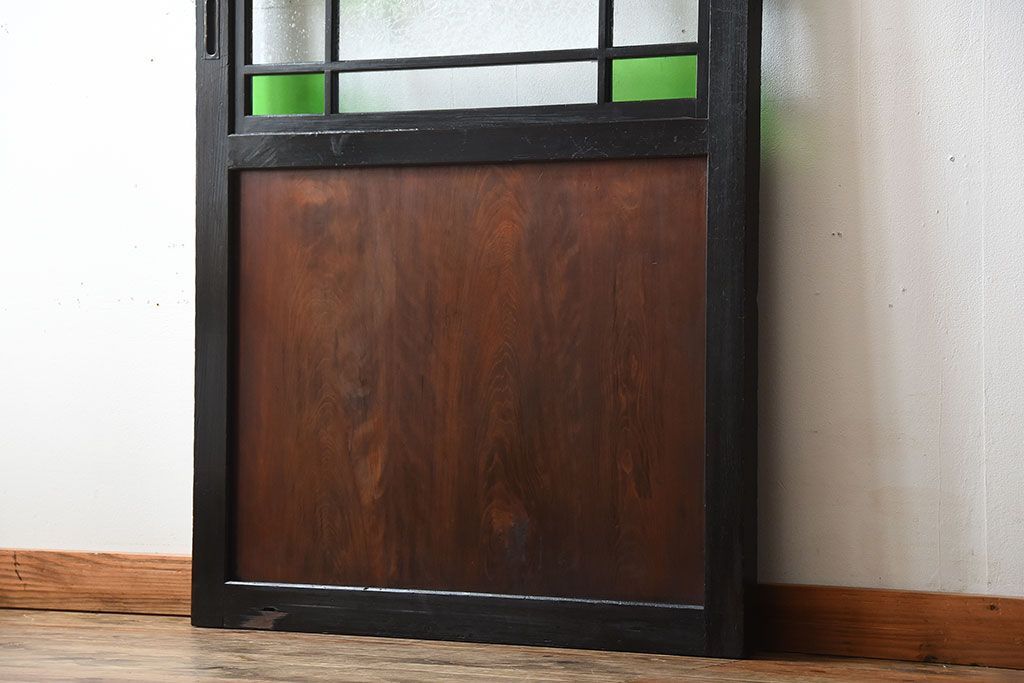 和製アンティーク　色ガラス入り!モダンなガラス帯戸(2)