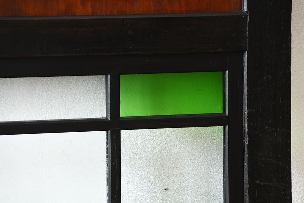 和製アンティーク　色ガラス入り!モダンなガラス帯戸(2)
