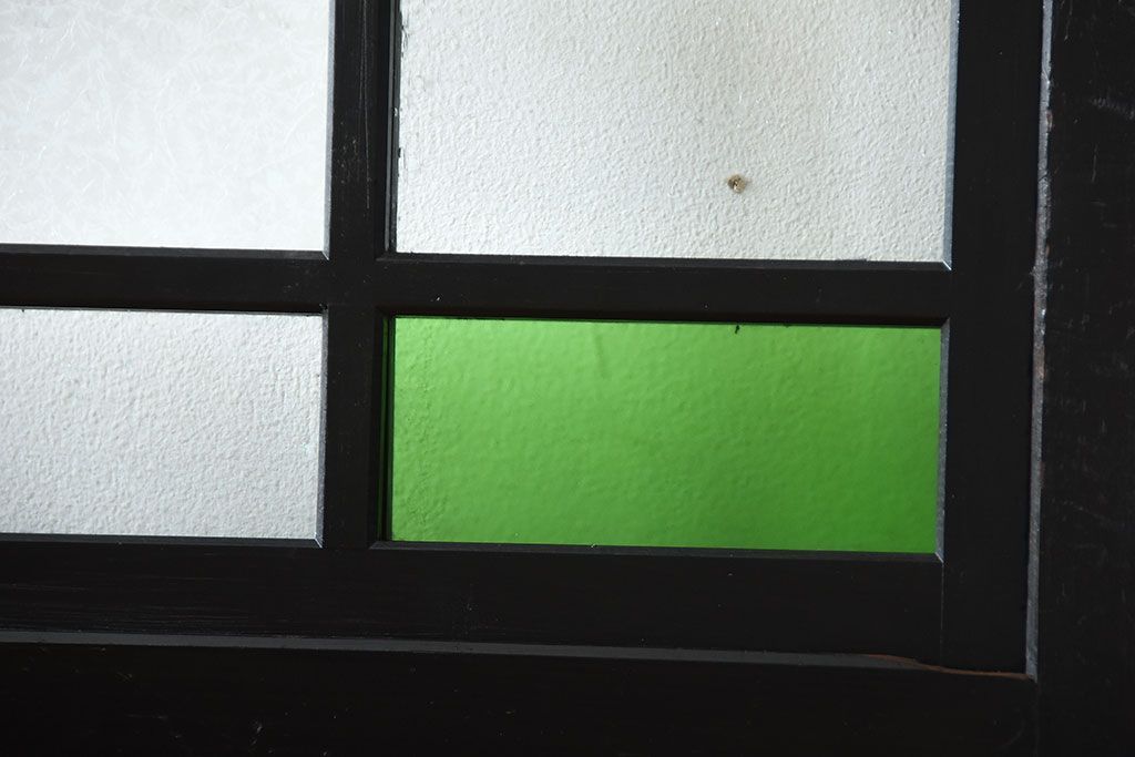 和製アンティーク　色ガラス入り!モダンなガラス帯戸(2)